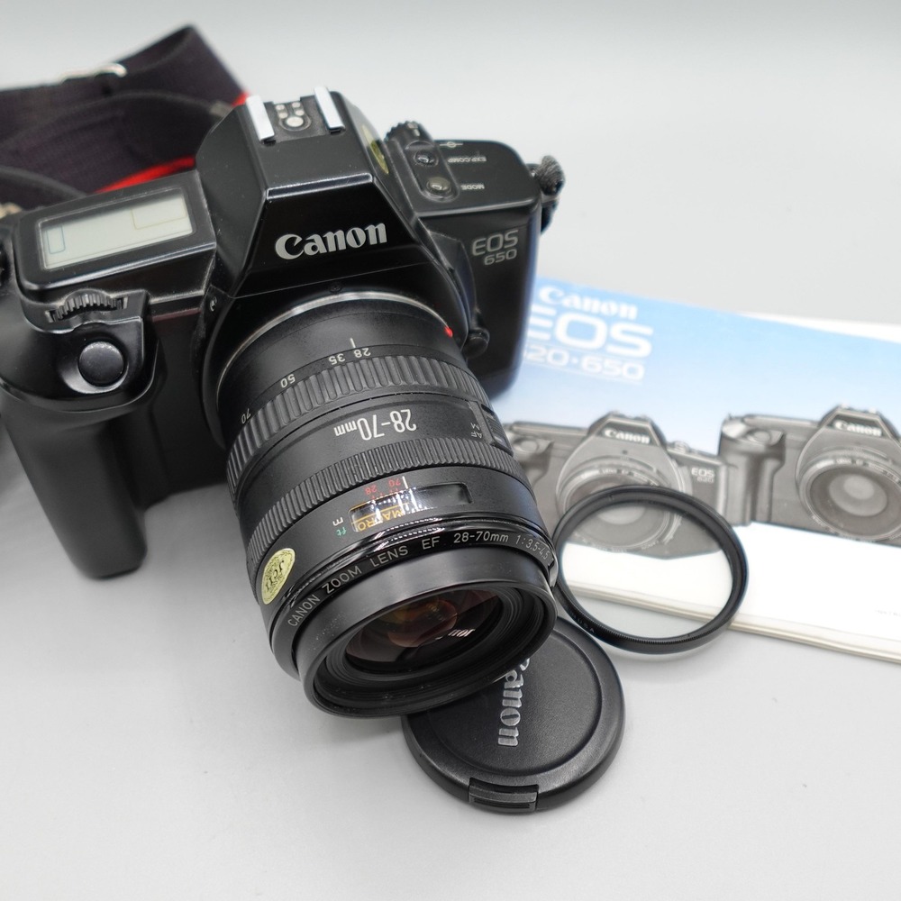 Vintage Canon Camera EOS 650 35mm Film SLR EF 28-70mm Lens w/ Cap Manual lot